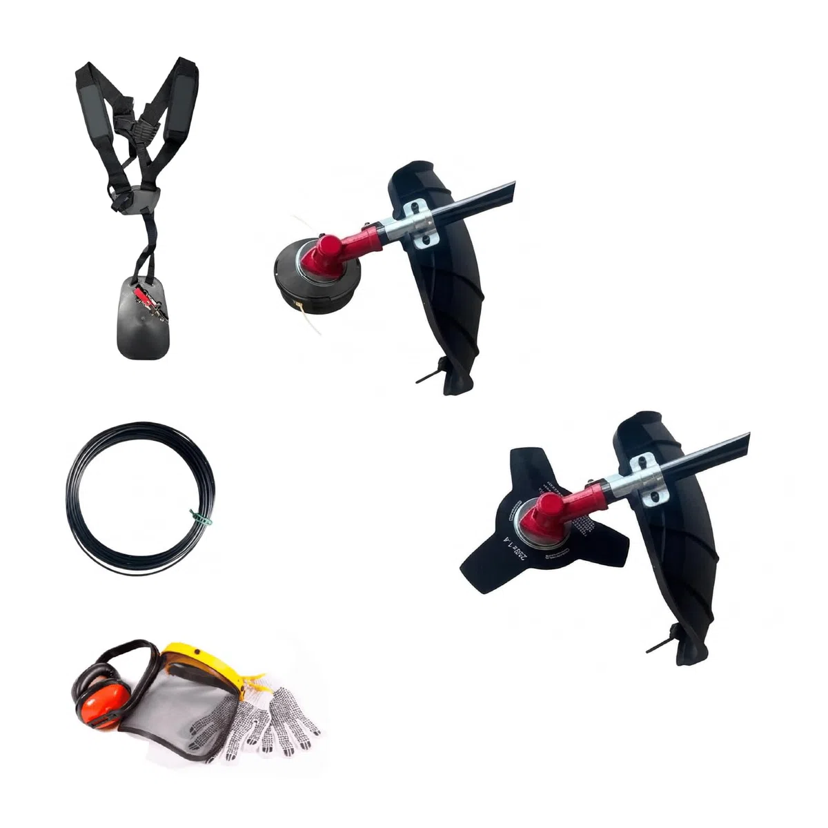 Synergy Desbrozadora Gasolina 2 en1-65cc 4,9cv Motor 2 Tiempos- Disco de 3 Puntas, Cabezal Automático, Arnés y 12m de Hilo