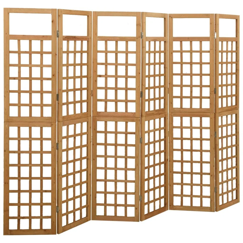 vidaXL Biombo/Enrejado de 6 Paneles Separador Ambientes Privacidad Pantalla Plegable Partición Vestidor Decoración 242,5x180 cm Madera de Abeto