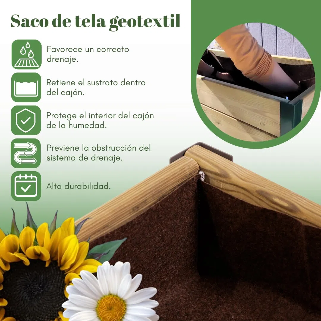 Jardinera Arriate Madera con Bandeja Recoge Aguas | Estructura Metálica | Mesa Cultivar Plantas Terraza Jardín Balcón Exterior | Verde | HUERTO BAJO - 90x60x38 cm