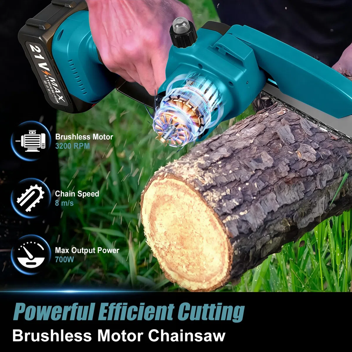 6 Pulgadas Mini Motosierra Telescopica & 25 mm Tijeras de Podar Eléctricas, 4 en 1 Kit de Herramientas de Jardín con 2 * 3000 mAh Baterías, Altura Ajustable 4.2m, Para Jardín y Huerto (Con batería)