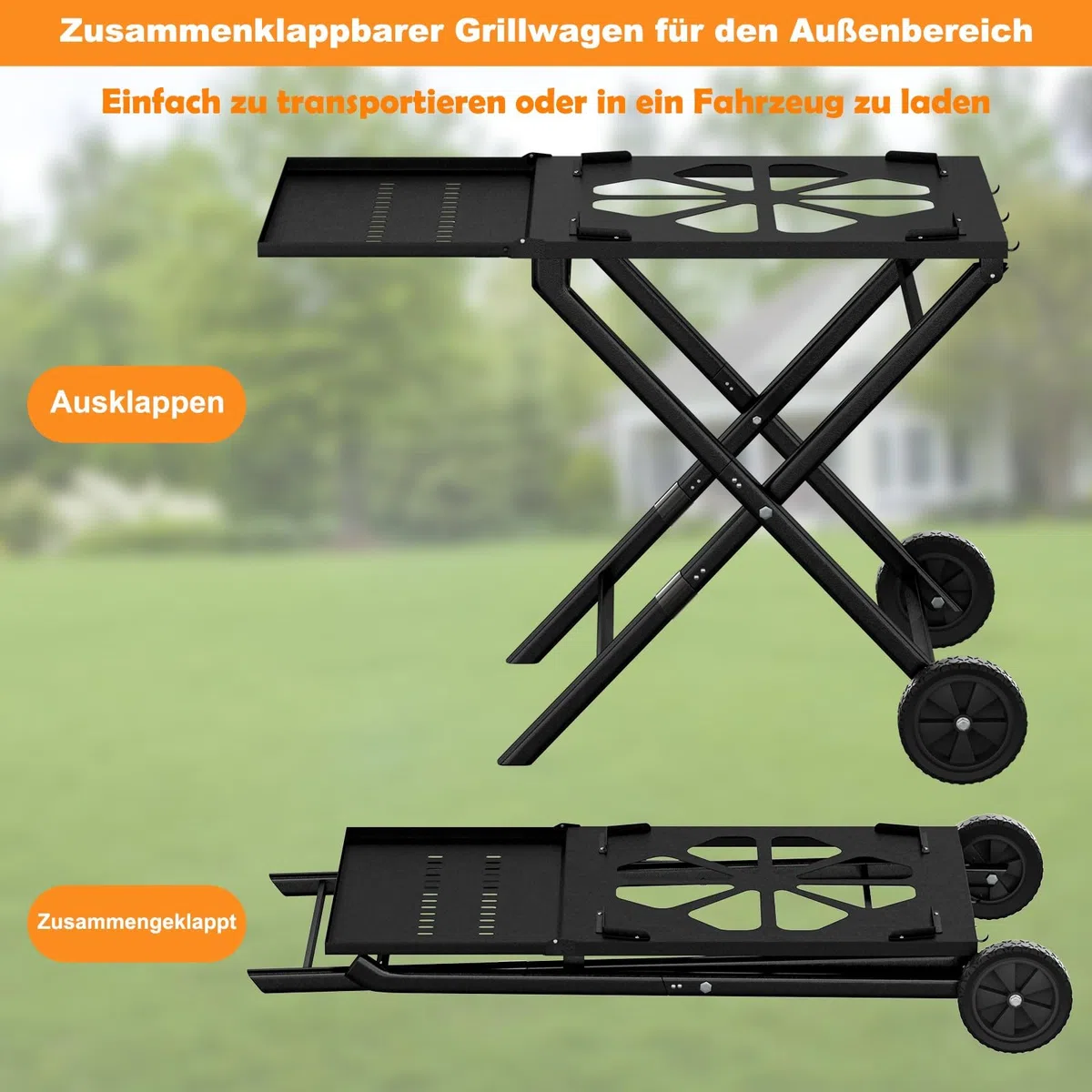 Soporte para Parrilla Ninja OG701, Carros Plegables para Barbacoa al Aire Libre, Carrito de Plegable Portátil con Mesa