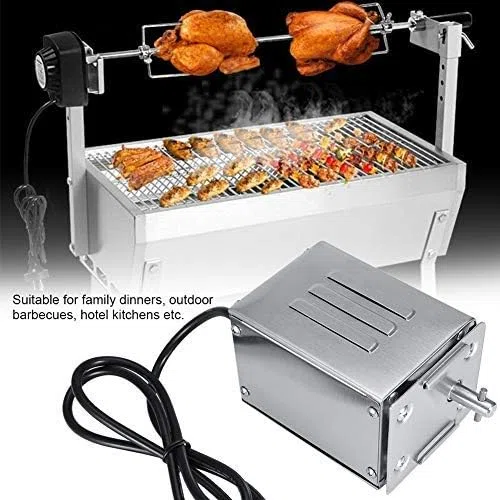Longzhuo Motor eléctrico BBQ Rotissore para espiga parrilla, acero inoxidable, 50-70 kg (enchufe UE 220 V)