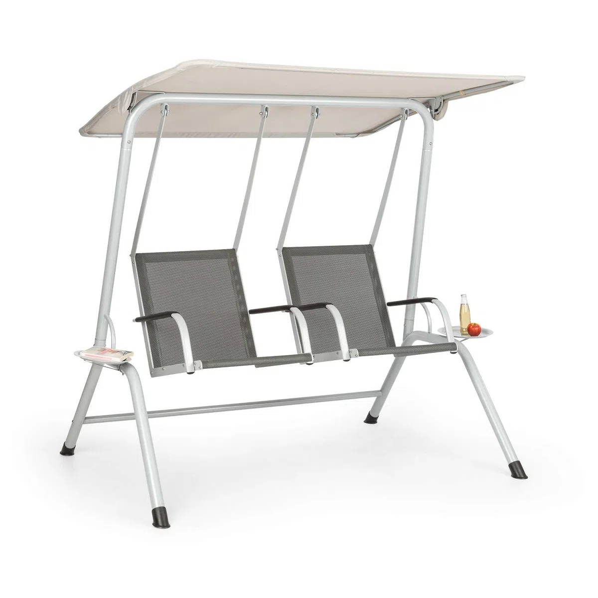 blumfeldt Bel Air Duo Swing Mecedora - para 2 Personas, Diseño Duo Relax, Tejido Transpirable, Tornillos de Acero Inoxidable, Antracita/Crema