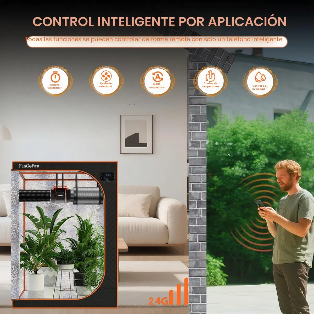 FanGoFast Extractor de Aire 150 mm con Control de App, Regulador de Temperatura y Humedad, Motor EC Silencioso 2550 RPM, Ventilador de Conducto para Tendas de Campaña, Cultivo Indoor