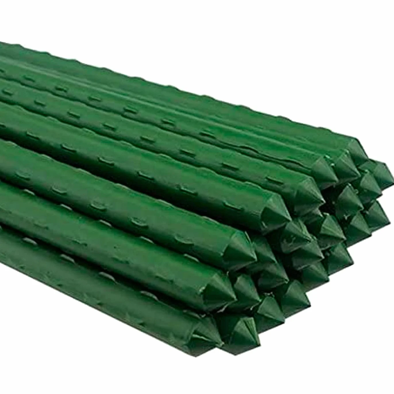 Tradineur - Pack de 24 tutores de Acero plastificado para Plantas de Ø 1,60 x 180 cm, Ideal para el Cuidado del jardín. Varillas para el Cuidado de Plantas y arboles (Color Verde)