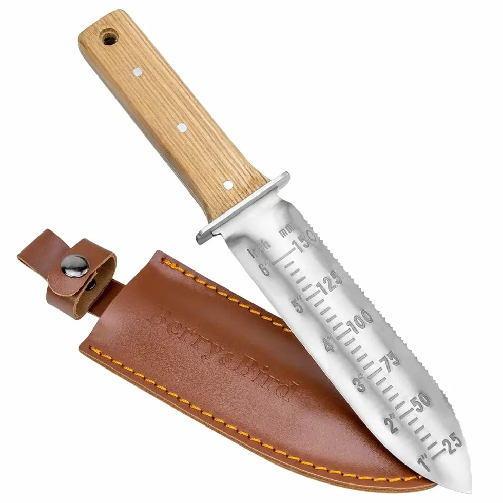 TATUNER Berry Bird Hori-Hori Gartenmesser Boden Schaufel Barebones 6 Zoll gezackte Klinge Pruner zu entfernen Unkraut Wurzeln Gartenarbeit Digging Tool (einschließlich Sharpening Tool)