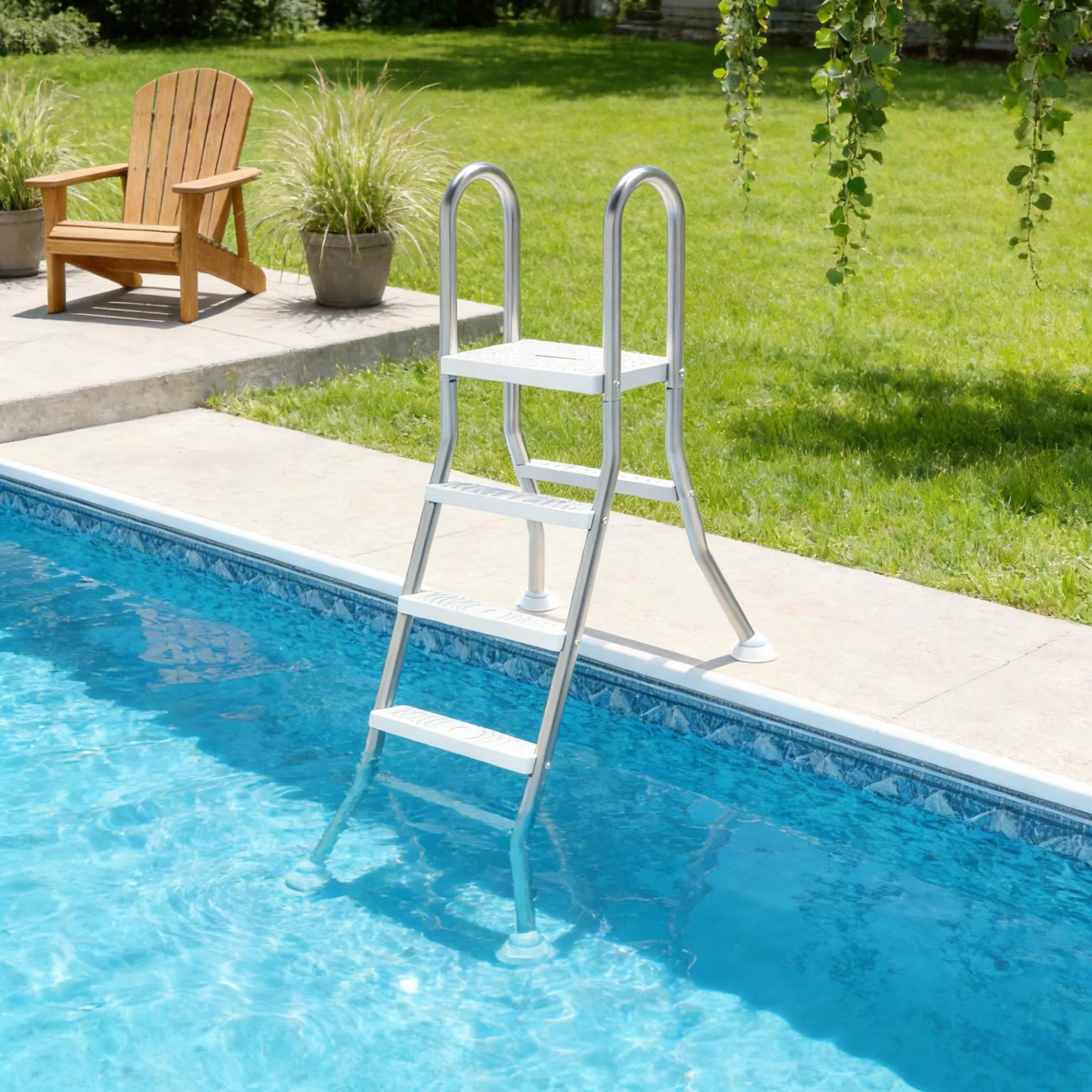 UISEBRT Escalera de piscina de acero inoxidable 304 | Escalera de piscina con 3 peldaños | Escalera para piscina con protección antideslizante | Escalera de entrada para piscina y piscina altura de