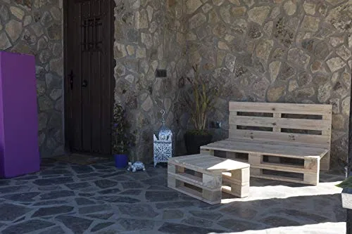 Palets Talavera Conjunto 1x Sofa Palet 120cm x 80cm 1x Mesa 80cm x 48cm Lijado Y Cepillado -Interior/Exterior Nuevo-Natural