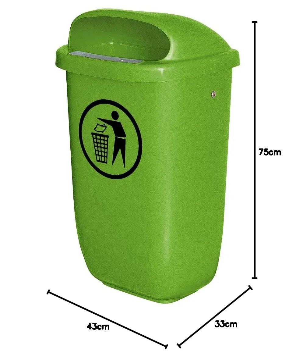 Contenedor de basura para exteriores (50 L, DIN 30713), Papeleras, color verde