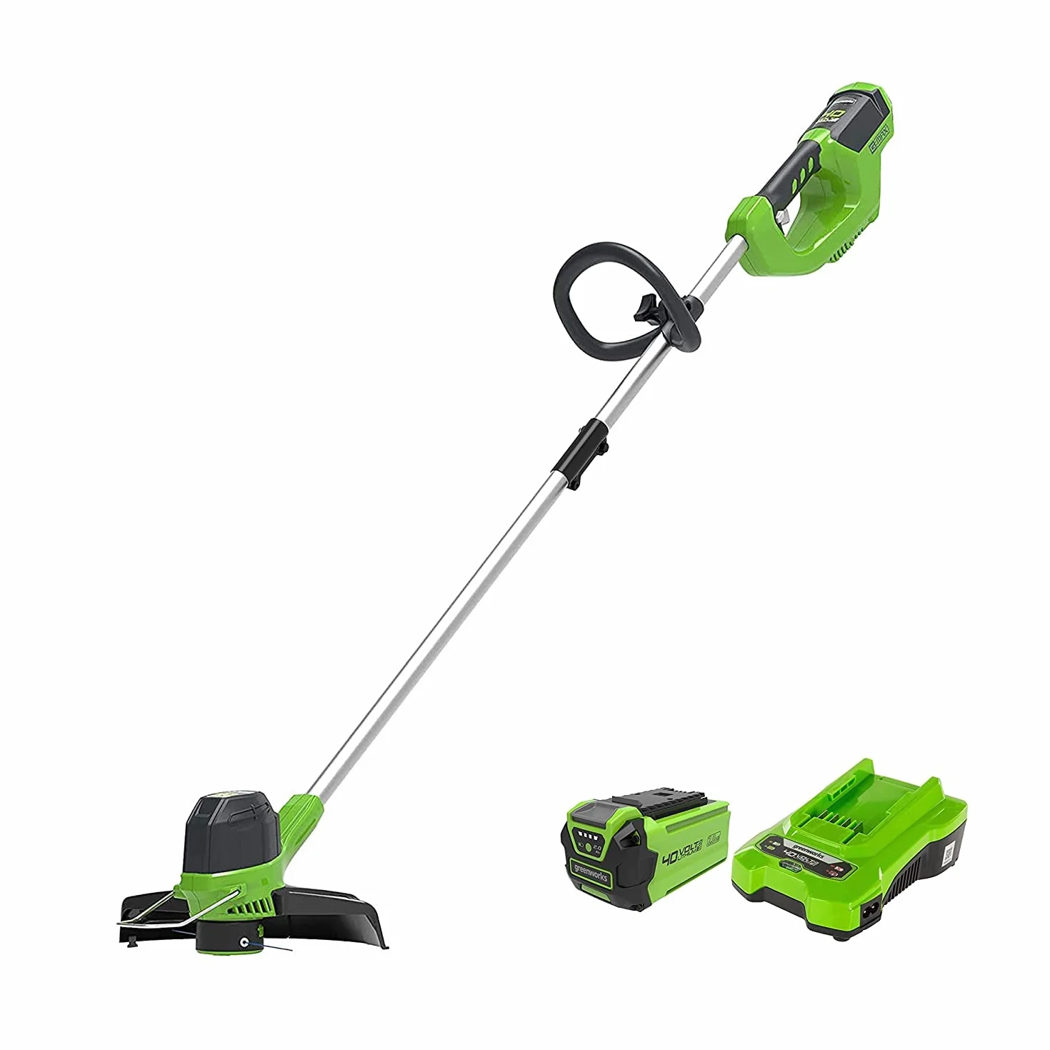 Greenworks 40V Cortabordes a Batería para Jardín Mediano, Altura Regulable, 30 cm Ancho de Corte, Alimentación Automática Nylon de 1,65 mm, Batería 40 V 2 Ah y Cargador, 3 Años de Garantía G40LTK2