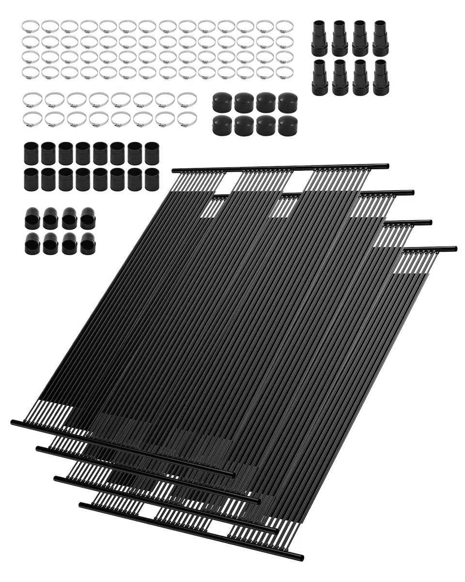 VEVOR Calentador Solar para Piscinas Sistema de Calefacción para Piscina de HDPE Panel Solar Universal Aumenta la Temperatura del Agua para Piscinas Elevadas y Enterradas 4 Piezas 1235 x 3100 mm