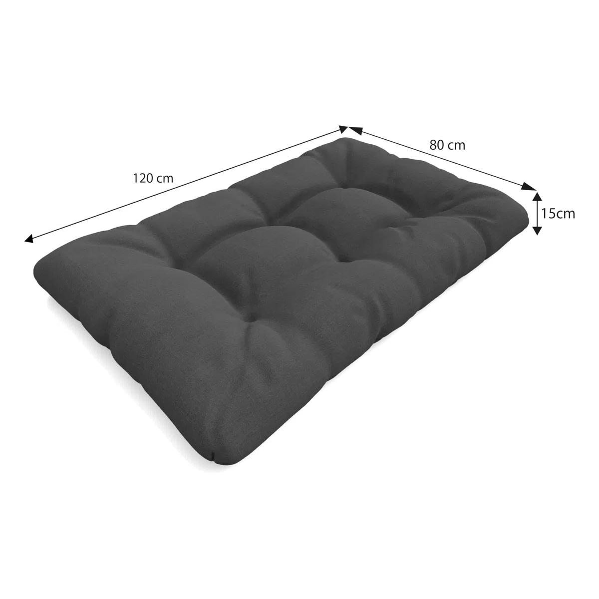 POKAR 2 Cojines para Europalés/Europalet Resistente al Agua: 1x Cojín-Asiento 120x80x12cm +1x Cojín-Respaldo 120x40x12cm, Espuma Fría, para Sofá de Paletas, sin Palés, Antracita
