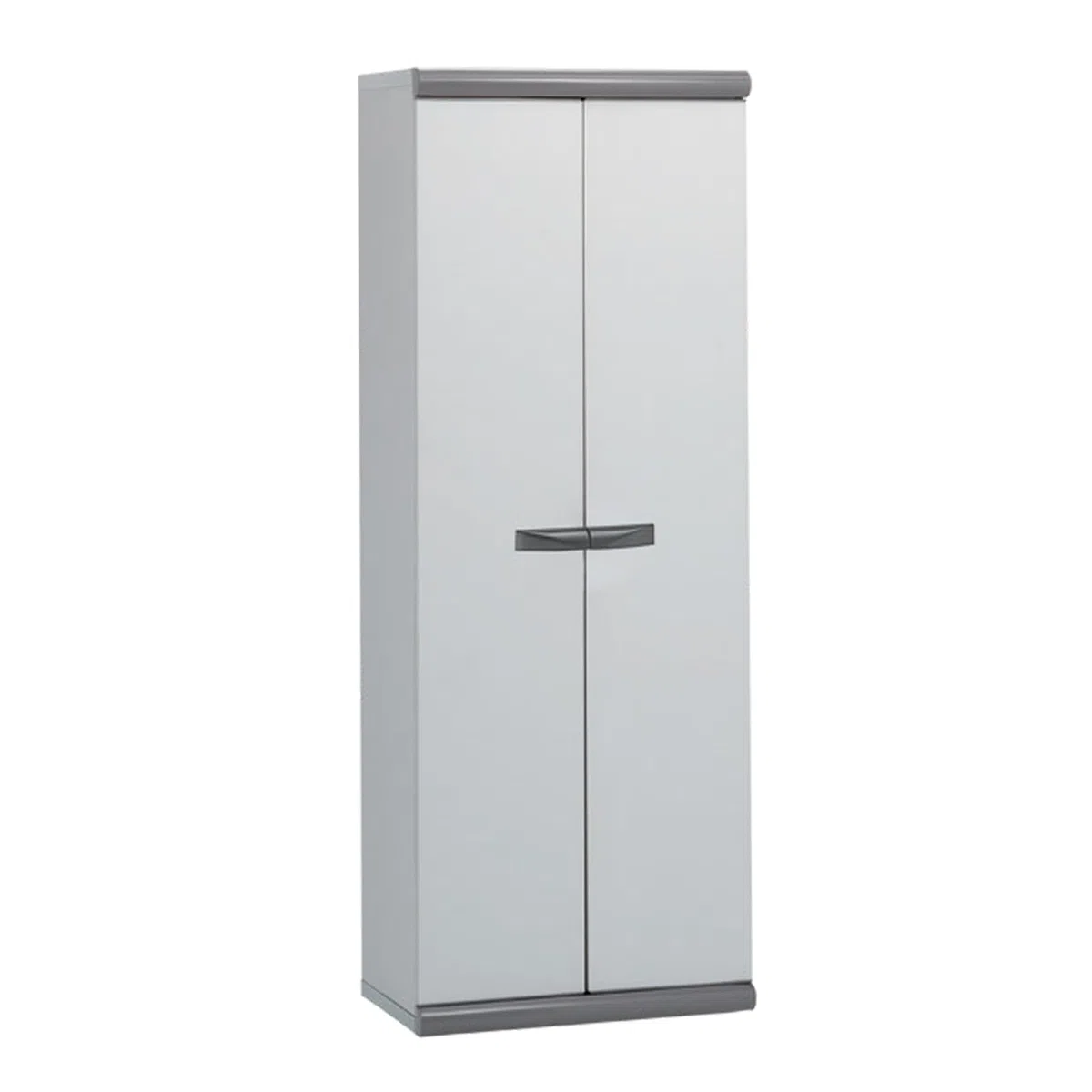 GARDIUN Armario Escobero de Jardín Resina Tavira 2 62,5x39x169 cm Gris 2 Puertas