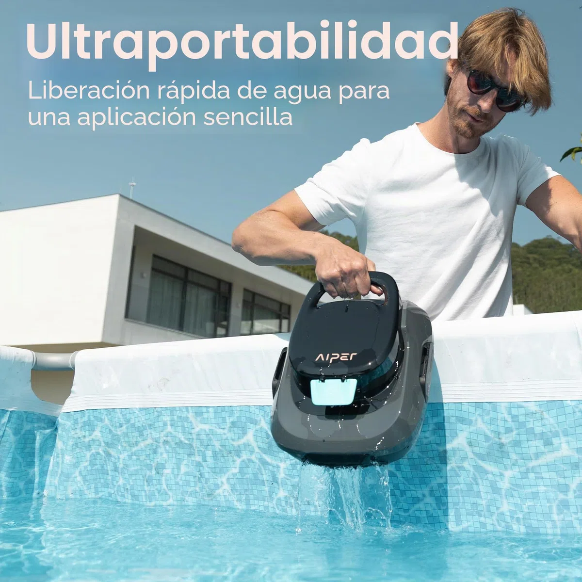 AIPER Robot de Piscina, Aspirador de Piscina inalámbrico a batería, Tiempo de Limpieza 90 Minutos, Limpieza automática con función de autoaparcamiento