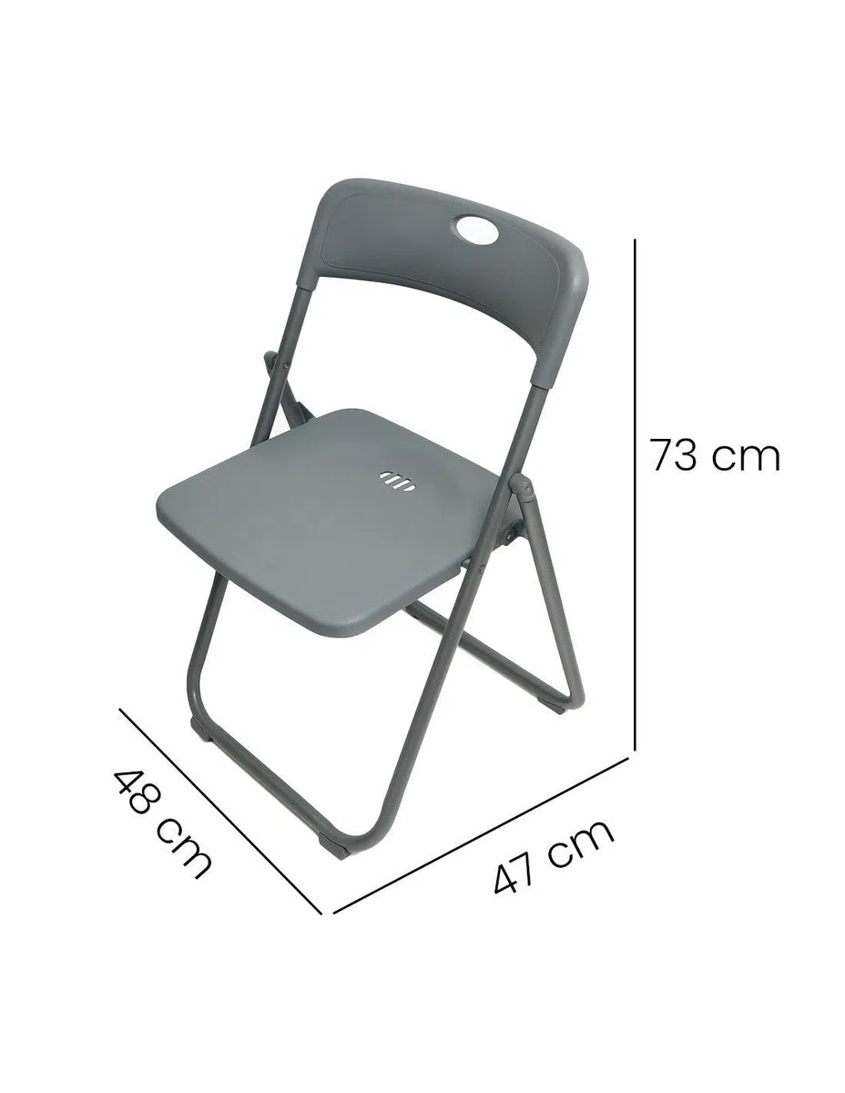 Jardin202 - Silla Plegable Metálica Monolith | 48 x 47 x 73 cm | Plástico Reforzado y Patas de Hierro con Refuerzo de Acero | Resistente | Pack 4 uds (Gris Oscuro)