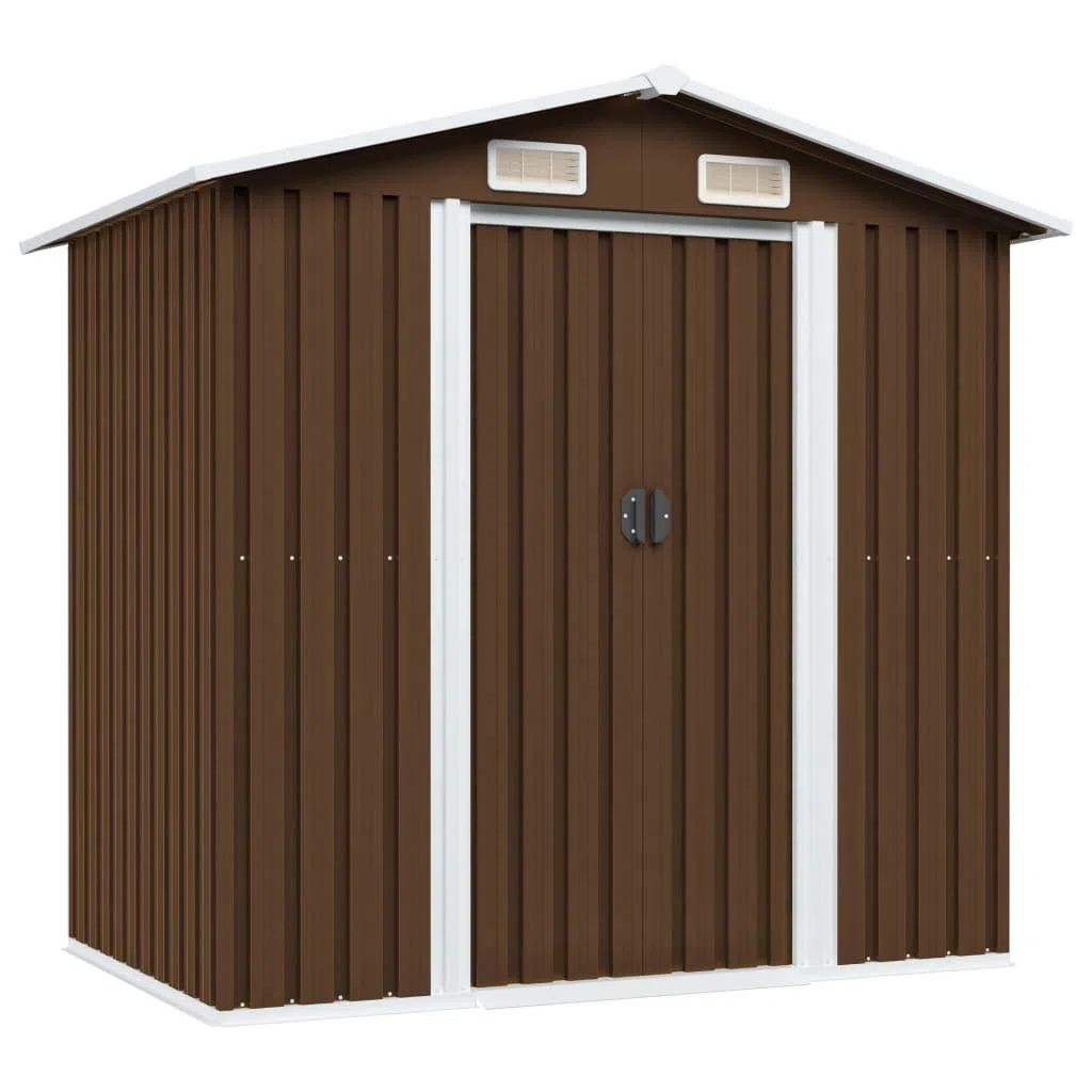 BaraSh Caseta de Almacenamiento jardín Acero marrón 204x132x186 cm Caseta De Jardin Exterior Casa Prefabricada