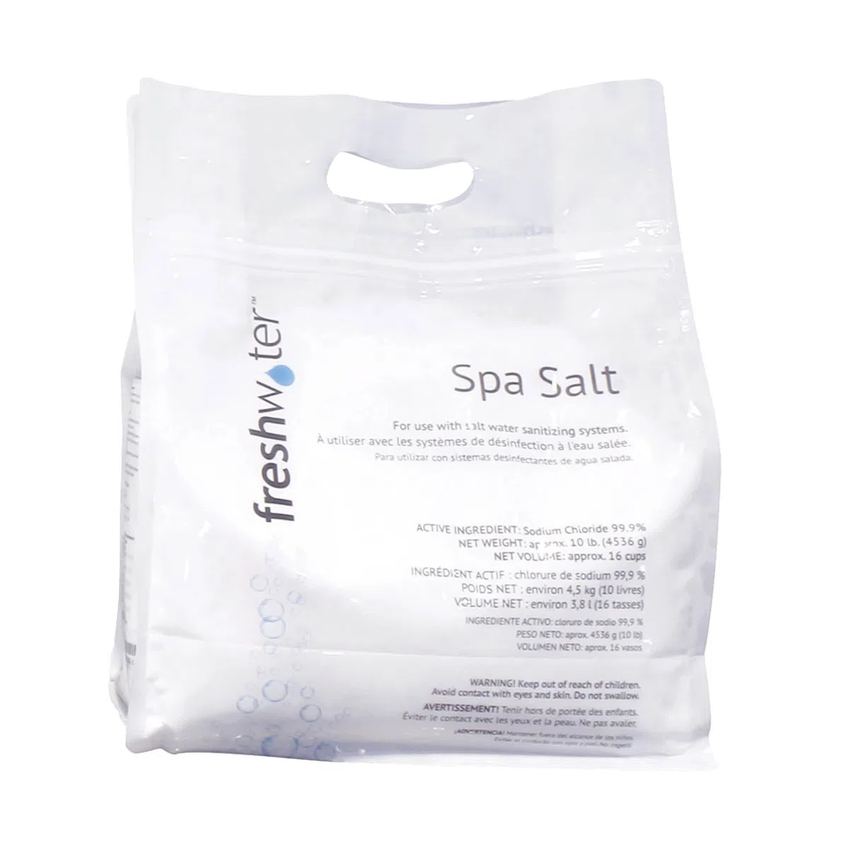 FreshWater Sal para Jacuzzi SPA Ace System, Bolsa de 10 Libras, granular, Color Blanco