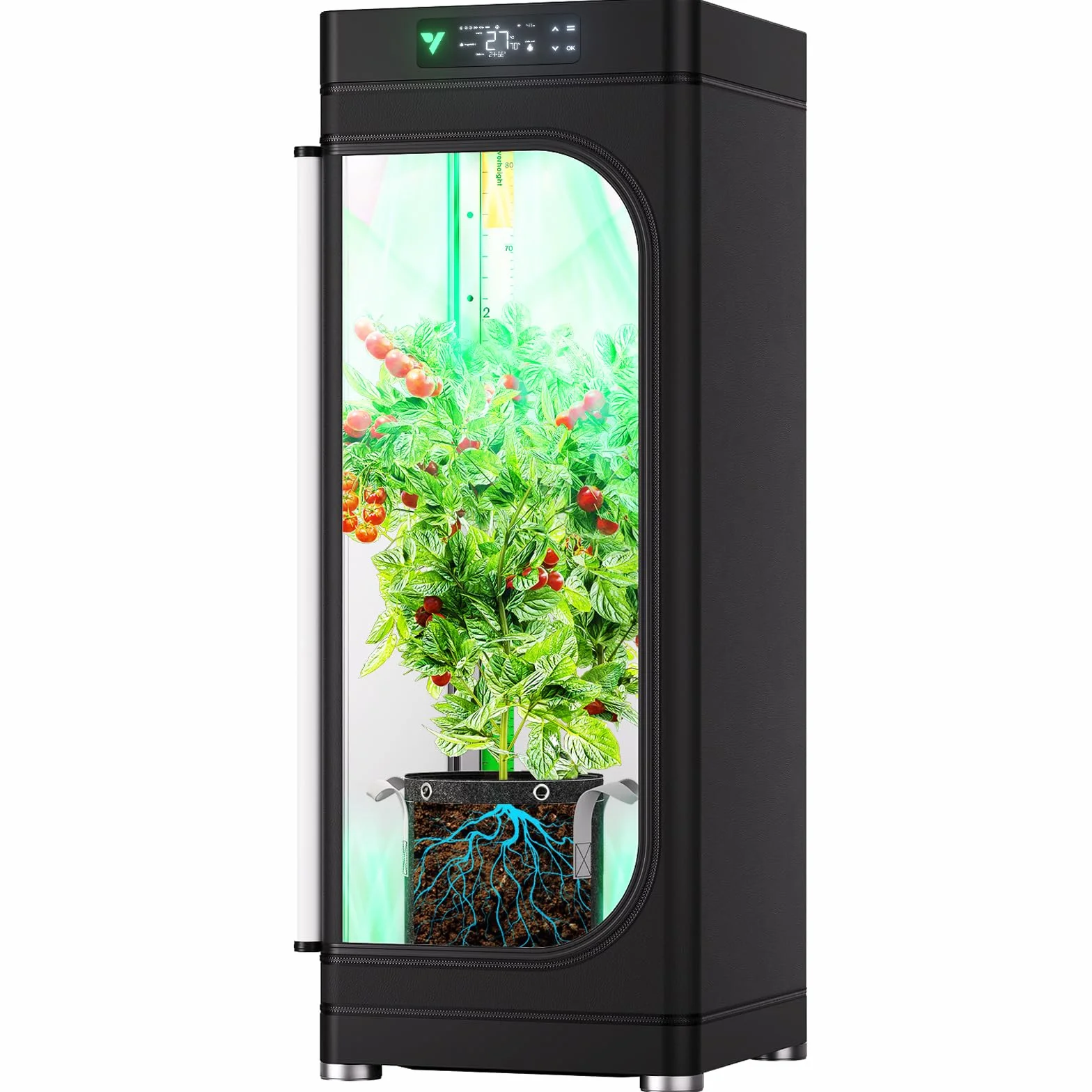 VIVOSUN VGrow Caja de Cultivo Inteligente Todo en Uno, Sistema con Luz de Cultivo Samsung LM301H EVO, Sistema Avanzado de Circulación y Ventilación, Riego, Ventana Magnética, Hidroponía Interior