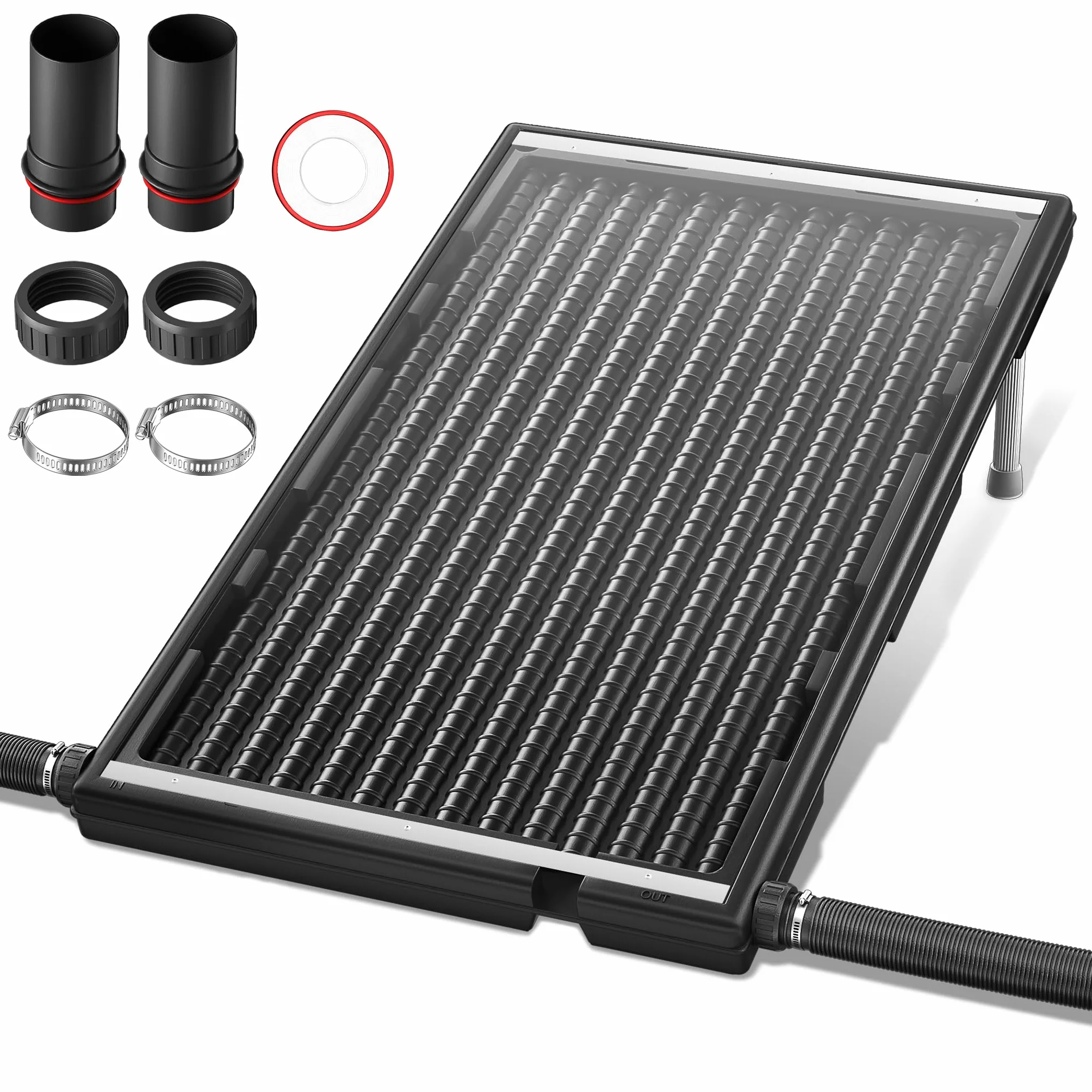 LZQ Calefacción solar para piscina, panel solar, color negro, 15 l, capacidad de agua, para piscina, jardín, ducha, agua caliente