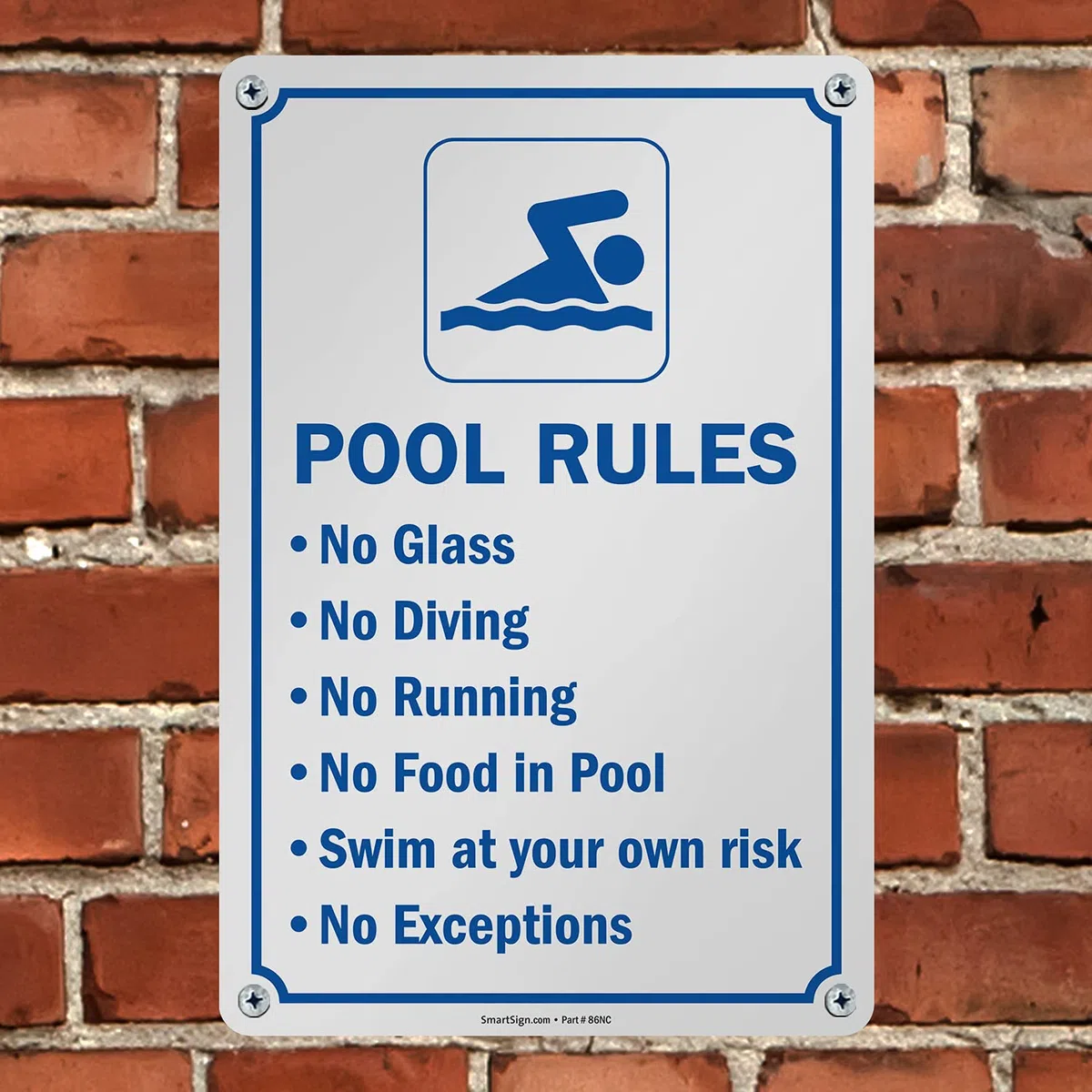 SmartSign Letrero con texto en inglés "Swimming Pool Rules" (25,4 x 38,1 cm)