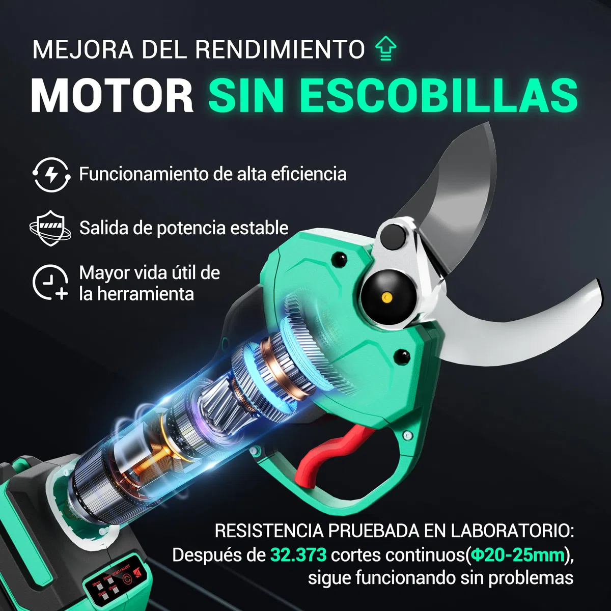DCA Tijeras de Podar Eléctricas 20V, máx 35mm Tijeras de Podar Bateria hoja SK5, Motor Sin Escobillas con 2,0Ah Batería, con estuche de seguridad portátil para Jardinería, Árboles Frutales, Viñedos