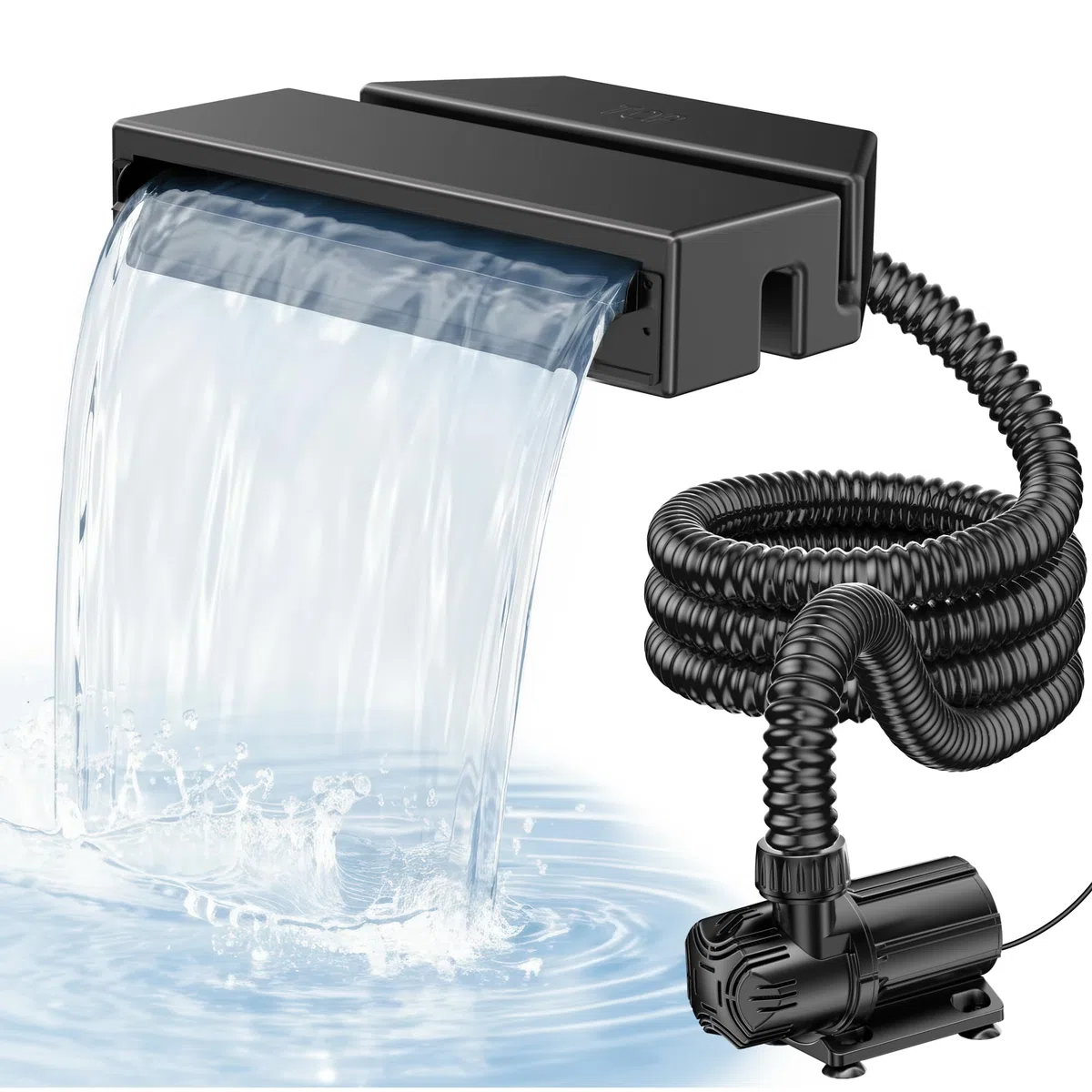 POPOSOAP Juego de cascada de estanque, todo en uno, estanque de jardín, cascada, rebosadero con bomba sumergible de 4600 l/h, caja de filtro y manguera para estanque de jardín, estanque de peces y