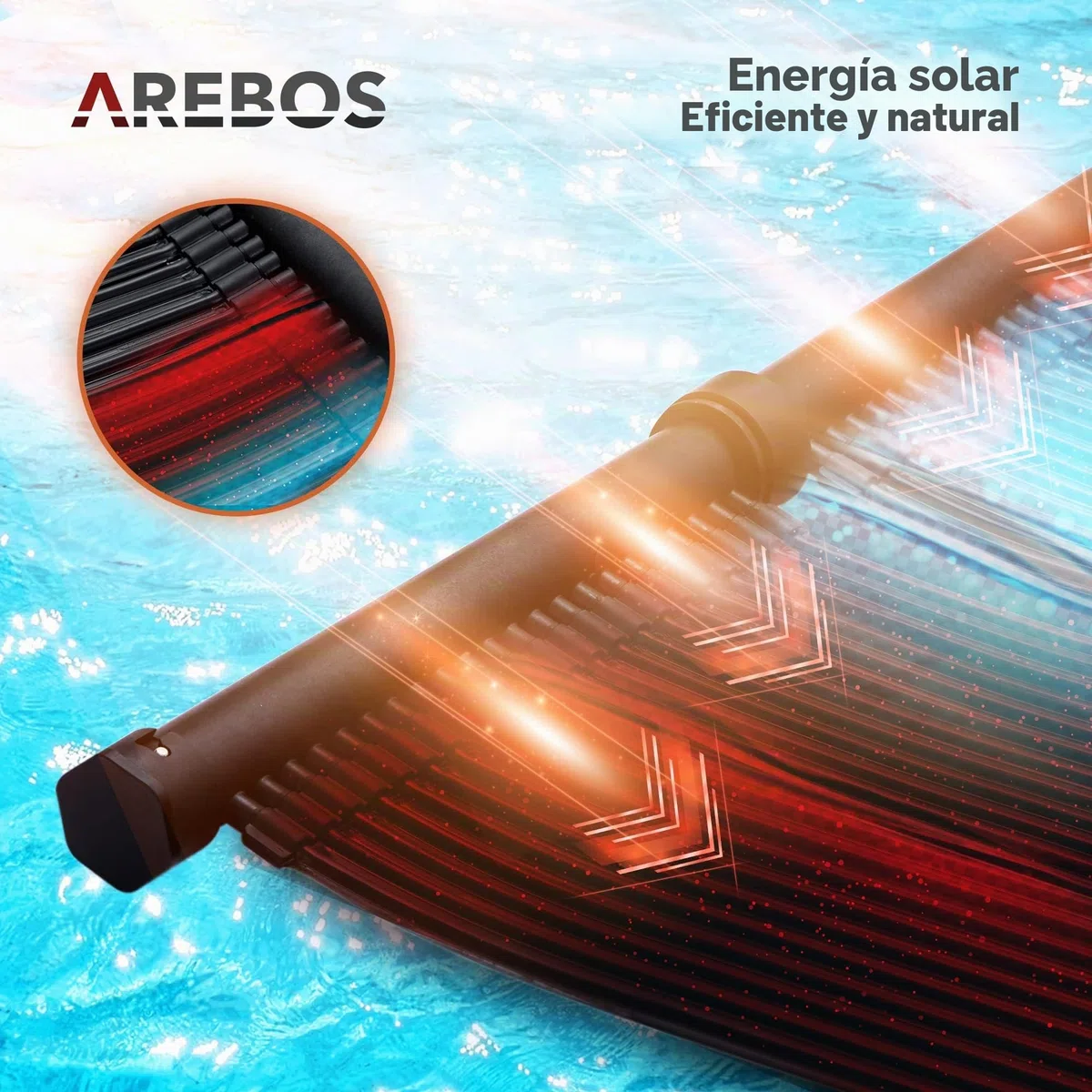 Arebos 2X Calentador de Agua Solar | colector Solar | Calentador de Piscina | Colchoneta Solar | Absorbedor Solar | 300 x 132 cm | Plástico Resistente a los Rayos UV | Incl. Conjunto de derivación