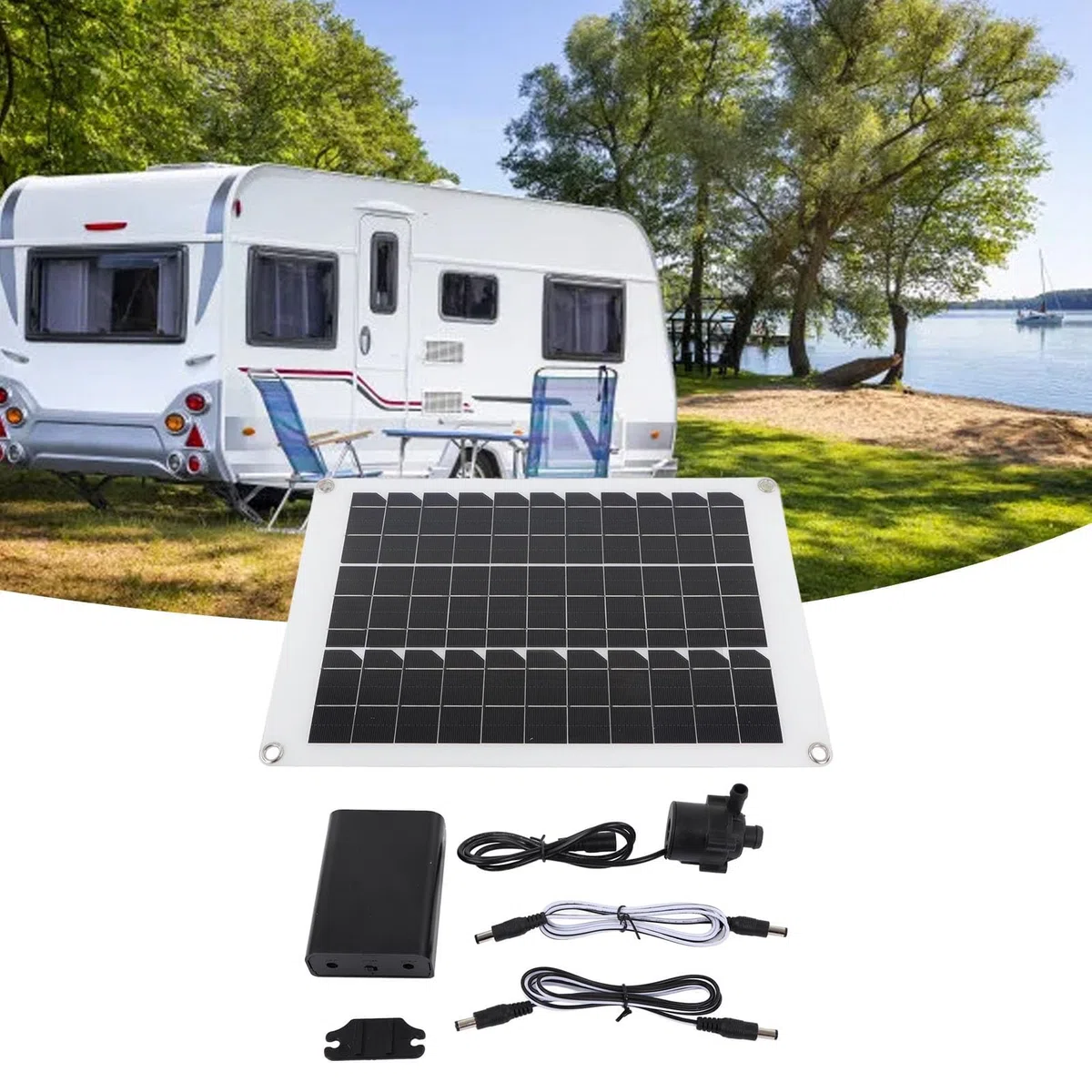 Kit Bomba De Agua Solar Sumergible 20W 12V 800L/H Con Panel Para Fuente Estanque Jardín Baño De Aves Hidroponía