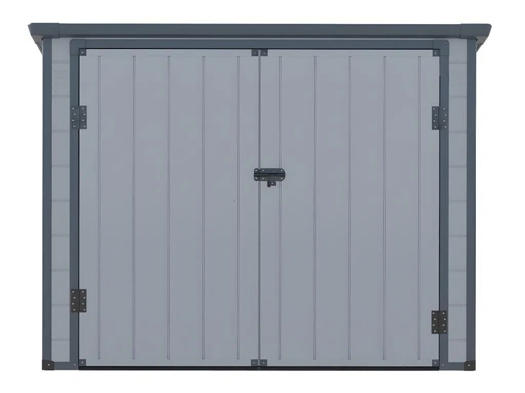 Vente-unique - Caseta de jardín de Resina para Cubos de Basura DENEB - Gris - Ancho 199 x Prof. 90 x Alt. 149 cm