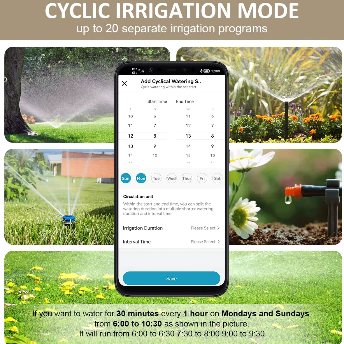 Programador Riego WiFi,Johgee Programador de riego 2 Salidas,Temporizador de Riego para Manguera Bluetooth con Retraso de Lluvia para Grifo de Jardín al Aire Libre, Temporizador de Riego Programable