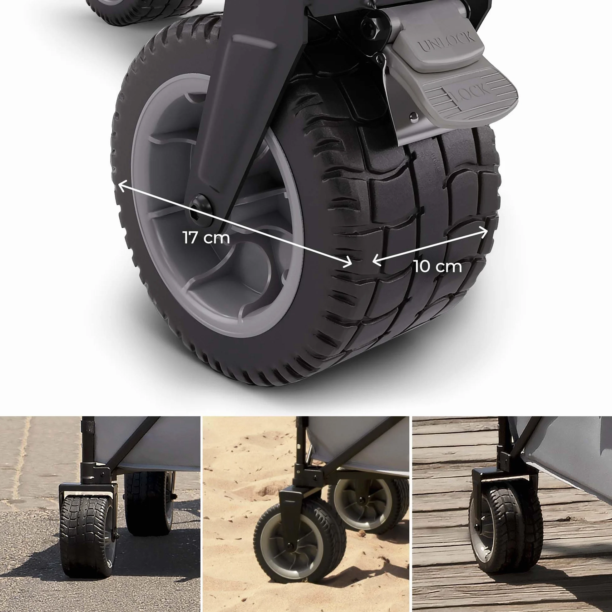 Kinderkraft ROLLSTER, Carro de Transporte Plegable, Capacidad de 130 litros, Capacidad de Carga de 100 kg, Peso Ligero de 10,3 kg, Gris