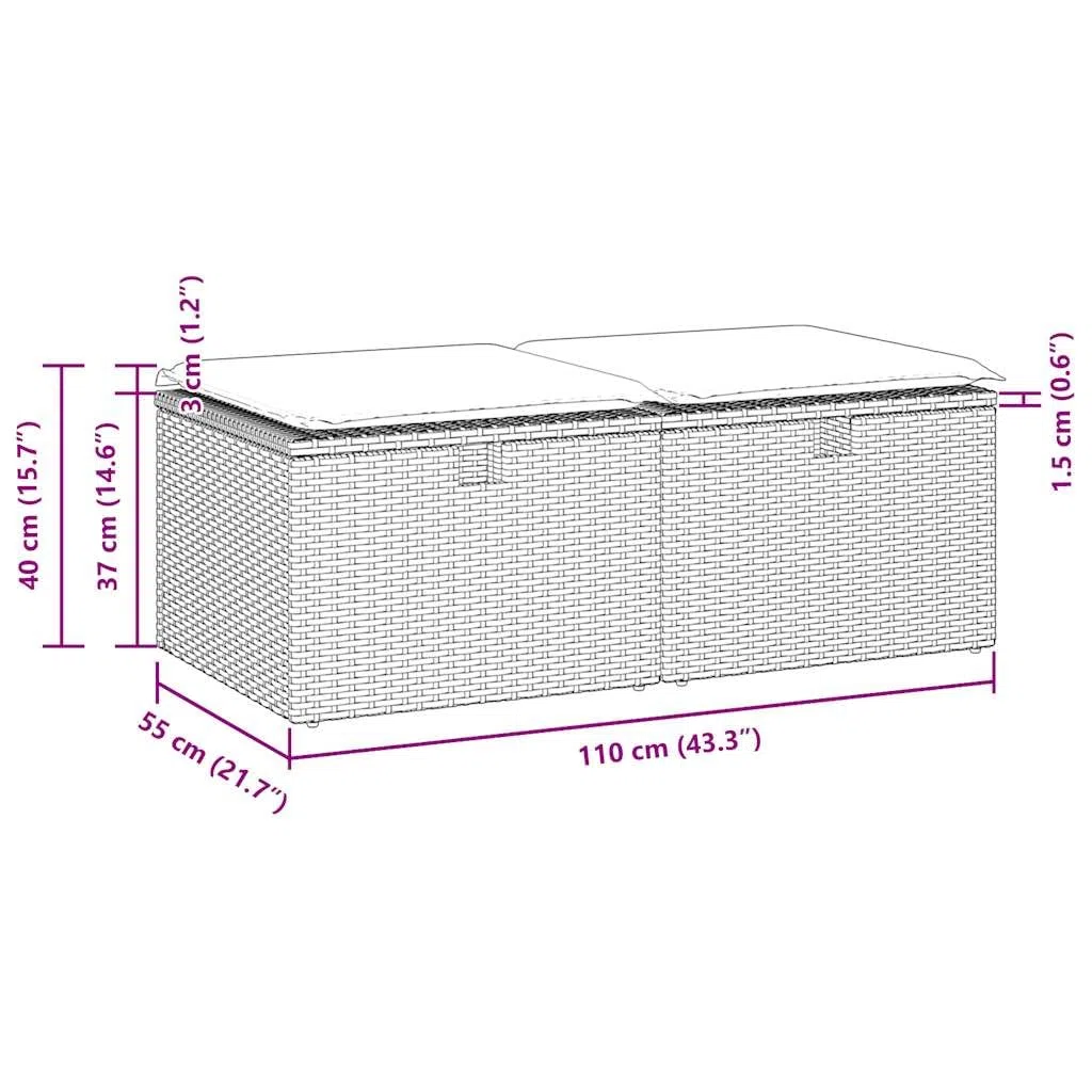 vidaXL Set sofás jardín y Cojines 2 pzas ratán sintético Acacia Beige, Juego de sofás de Exterior, Juego de salón de jardín, Juego de sofás de ratán sintético