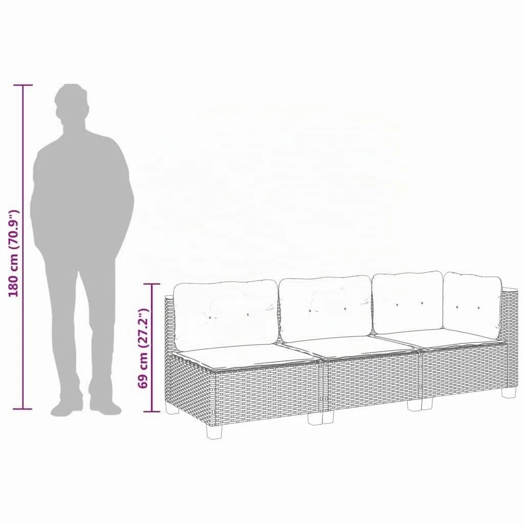 vidaXL Sofá de jardín de 3 plazas con Cojines ratán sintético Beige, sofá de Exterior, Asientos de jardín, sofá de jardín de Tres plazas