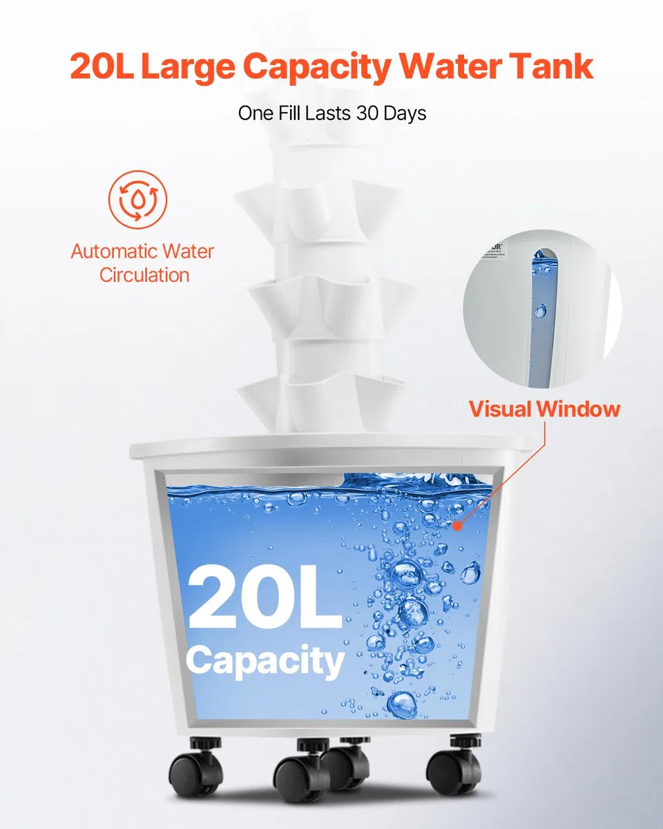 VEVOR Sistema de Cultivo Hidropónico, Torre Hidropónica Vertical de 10 Niveles con 50 Cápsulas, Bomba de Agua y Ruedas, Kit de Germinación de Plantas de Interior para Hierbas, Frutas y Verduras