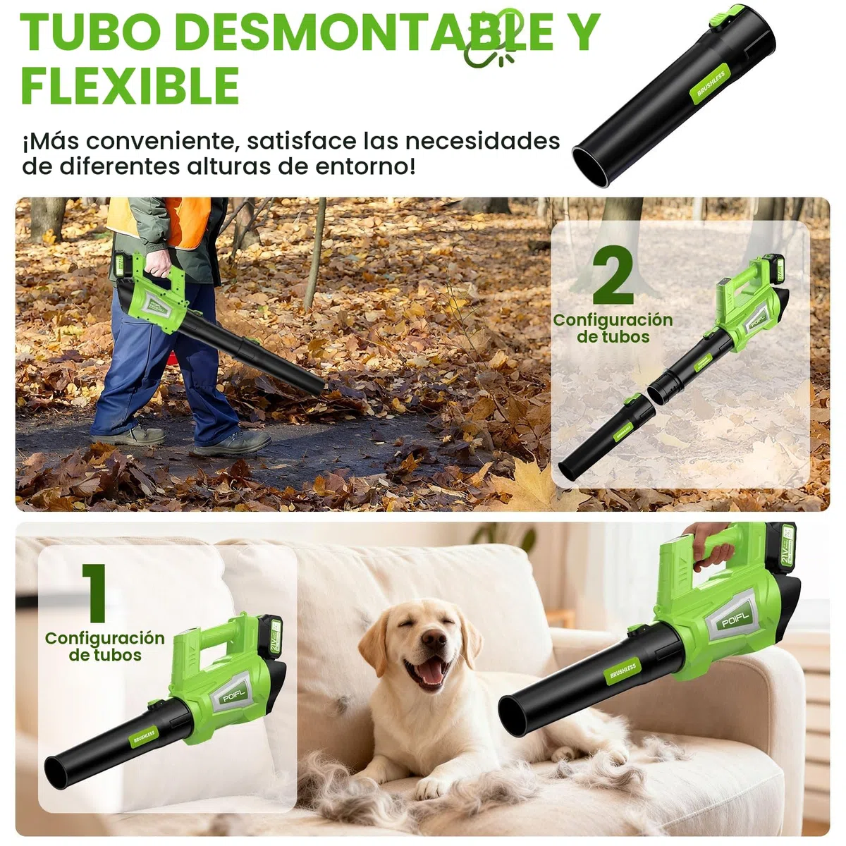 Soplador De Hojas Bateria, Velocidad Máxima del Viento 245 Km/h, Equipado con 2 Baterías De 4,0 Ah, Correa De Hombro De 1,6 m y Cargador Rápido, Utilizado para Limpiar Hojas De Jardín, Nieve, Polvo