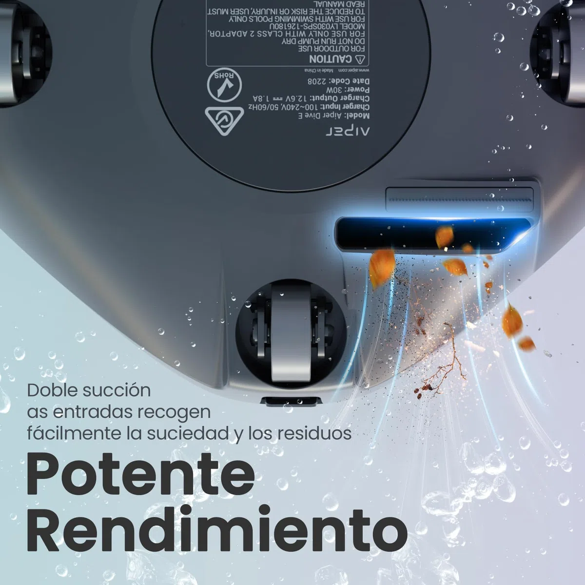 AIPER Seagull 800B Robot Piscina Sin Cable, Limpiafondos Piscina Automático con Succión Potente, 90 min Autonomía, Auto-Parking Inteligente, Indicador LED, hasta 80 m²