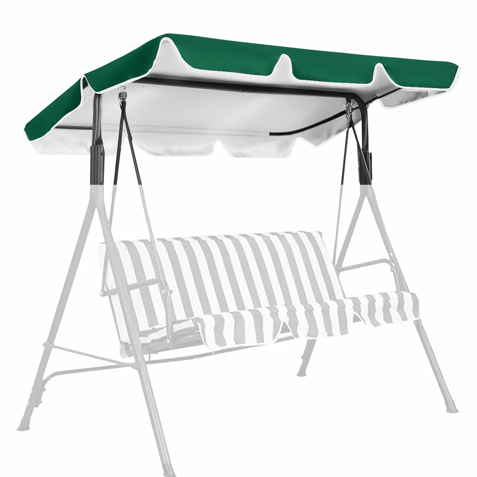 WingFly Columpio de Jardín Balancin de Jardín, Mecedora Hamaca Terraza Techo Toldo Balcón 2 y 3 Plazas, Columpio Jardín Tipo Balancín Toldo, 210 x 145 cm (Verde)