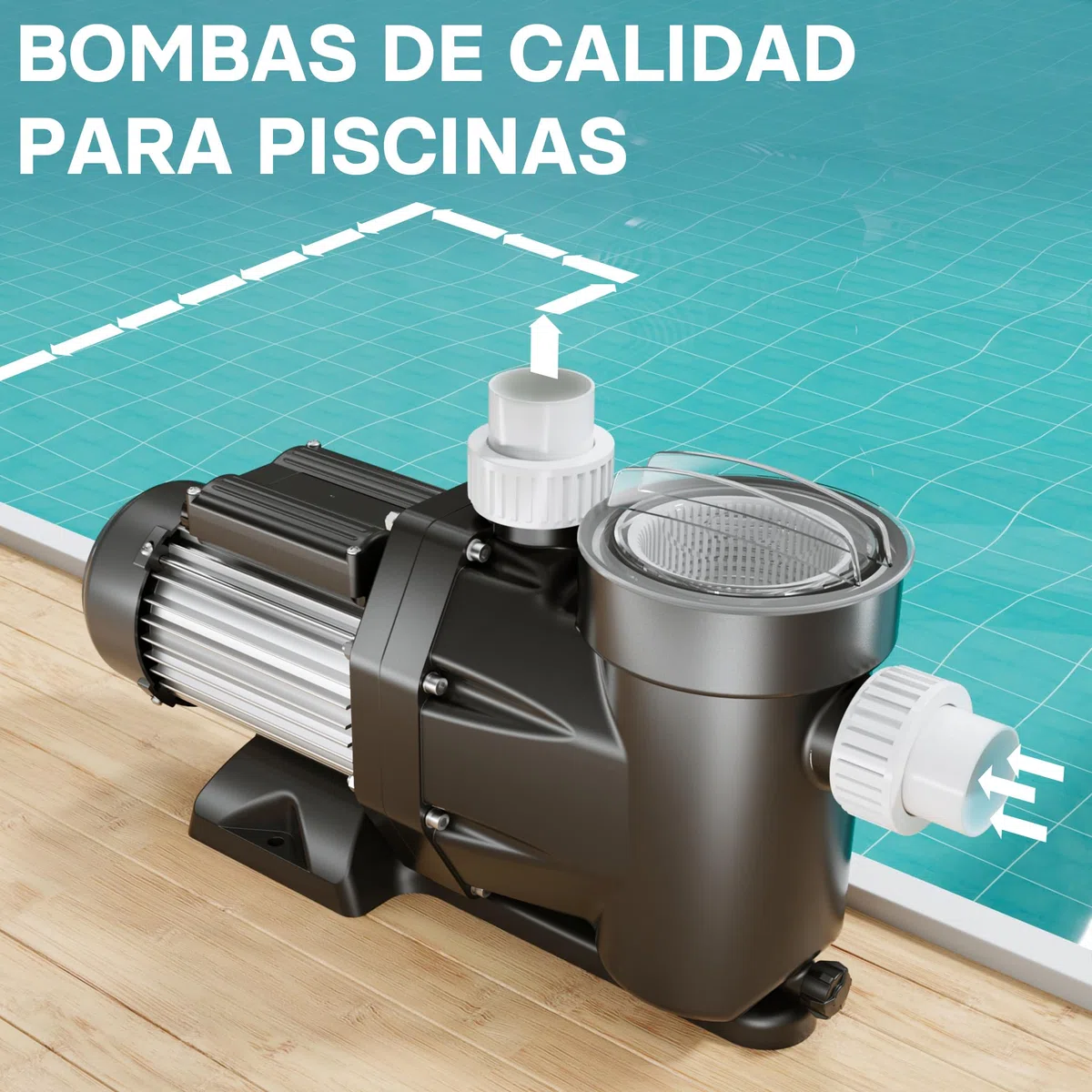 Wiltec Bomba para piscina 28800 l/h 1300 W altura de impulsión 17 m, altura de aspiración 4 m bomba de filtración para la circulación del agua piscina bañera hidromasaje jardín