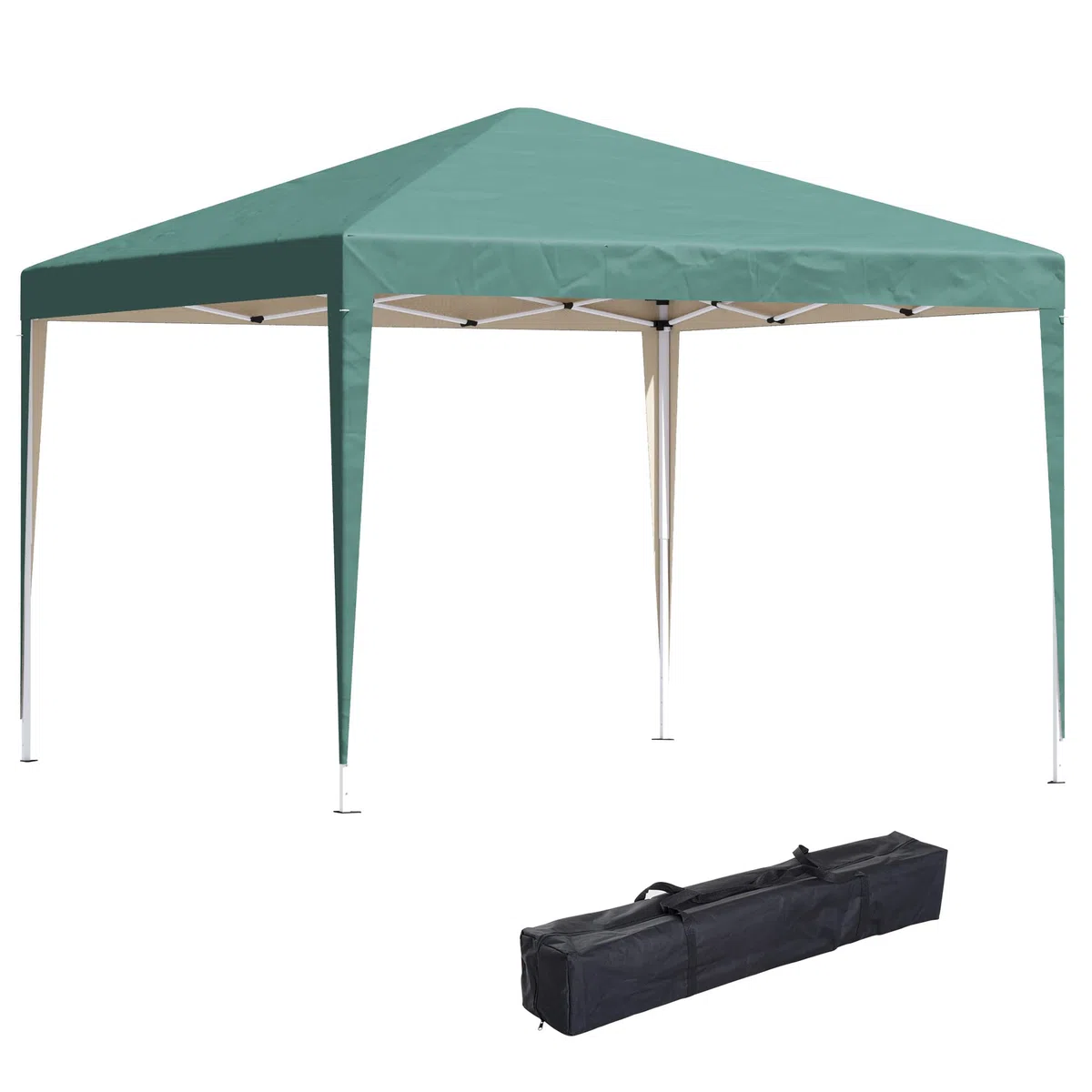Outsunny Carpa Plegable Gazebo 3x3 m Cenador Plegable con Altura Ajustable en 3 Niveles Toldo Anti-UV y Bolsa de Transporte para Camping Fiestas Verde