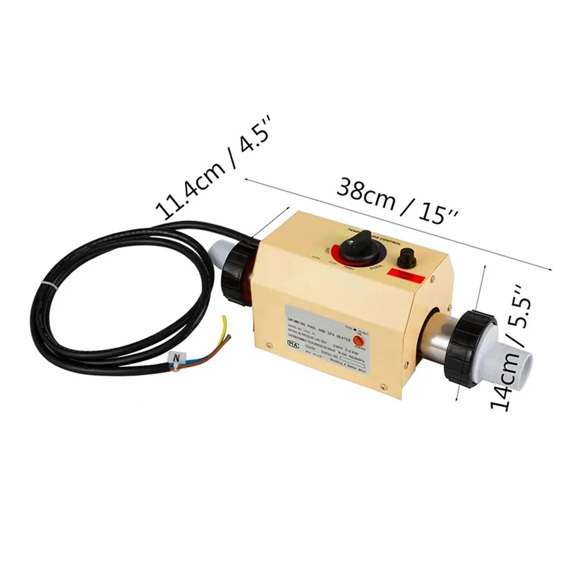 Calentador de piscina, Termostato calentador de agua eléctrico de 3KW for piscina, bañera, SPA, baño for masaje, bañera de hidromasaje,Calentador rápido(1600W)