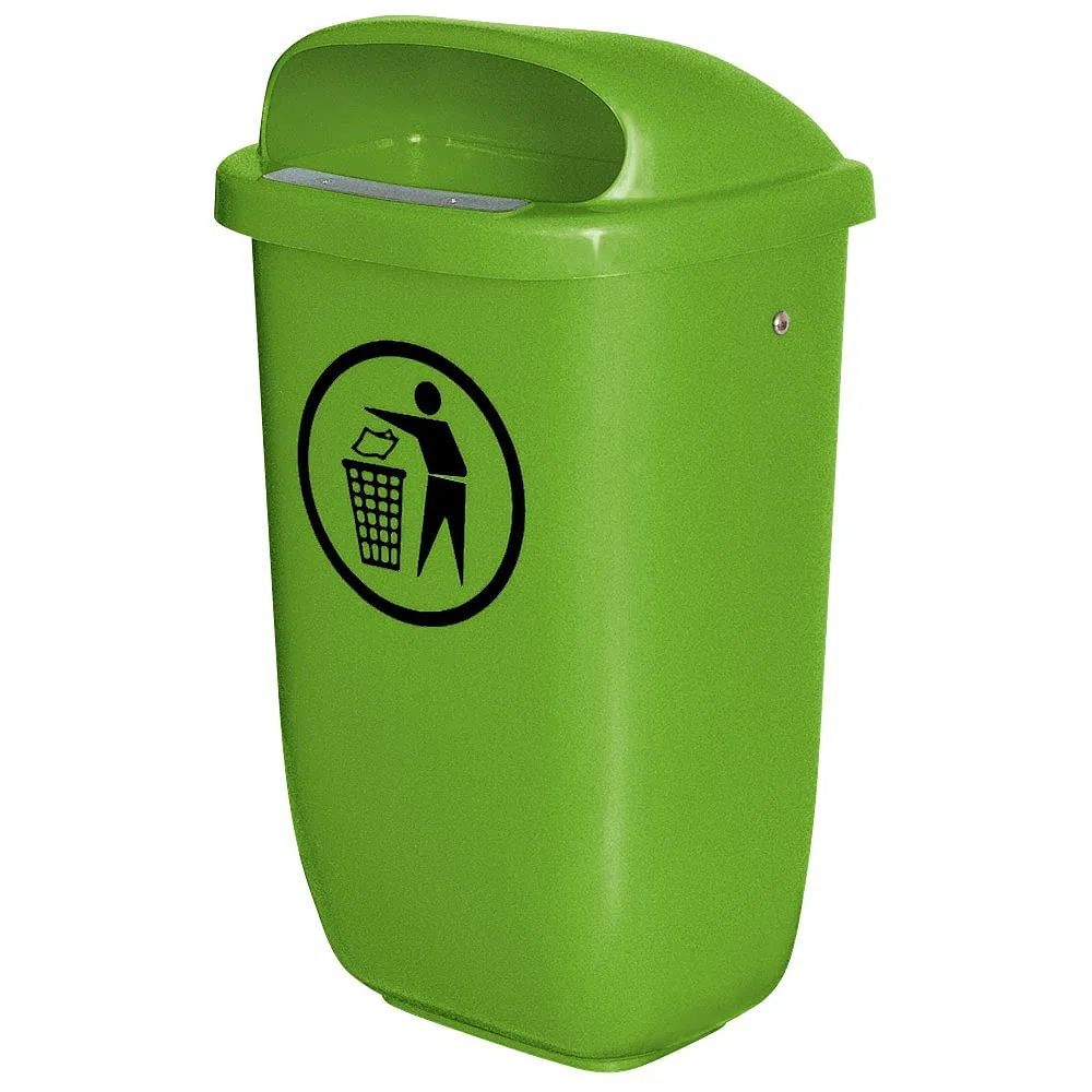 Contenedor de basura para exteriores (50 L, DIN 30713), Papeleras, color verde