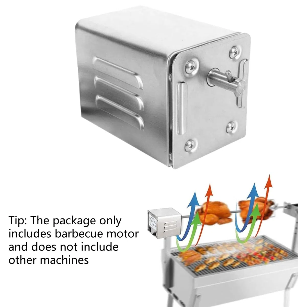 Motor eléctrico 70kg para Barbacoa de Acero Inoxidable 220V-240V, SP-S40 Acero Inoxidable BBQ Grill Asador eléctrico Motor Cabra Cerdo BBQ Spit Rotisserie Roaster Accesorios