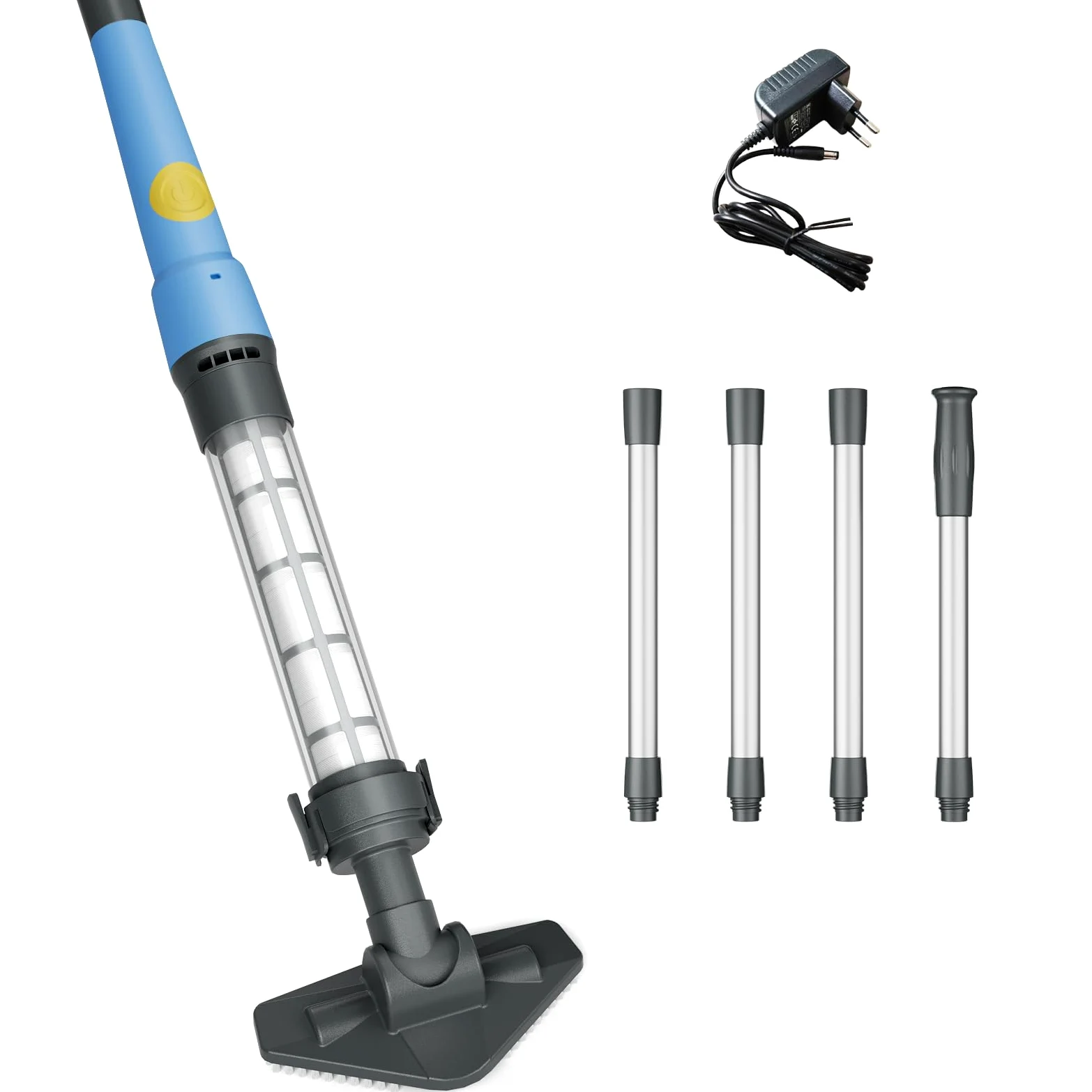 Aspirador de Piscina Inalámbrico 2 en 1, Limpiafondos Piscina Recargable con 60 Min de Autonomía, Succión de 32 L/min, Ideal para Piscinas Desmontables, Piscinas Elevadas, SPA e Hidromasaje