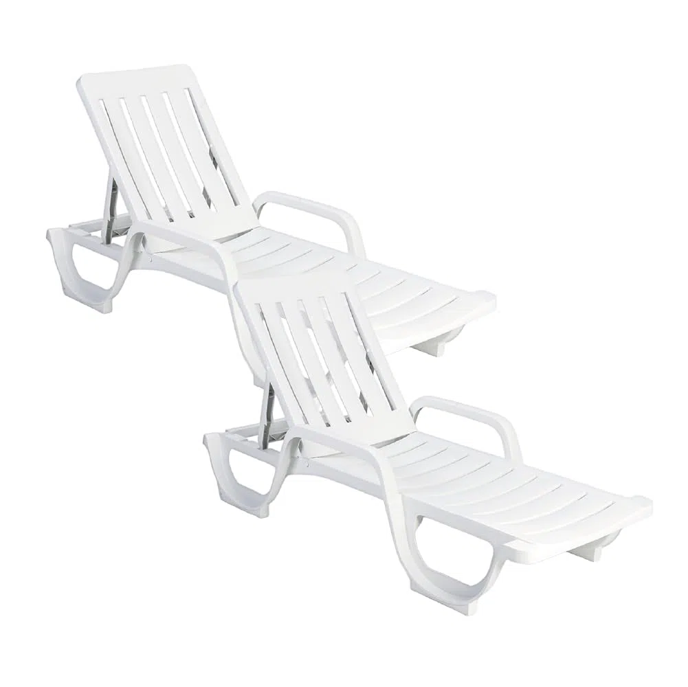 Pack 2 Tumbonas con Reposabrazos y 4 Posiciones. Hamaca Modelo Malibú, Reclinable y Resistente para Playa, Piscina o Jardín.