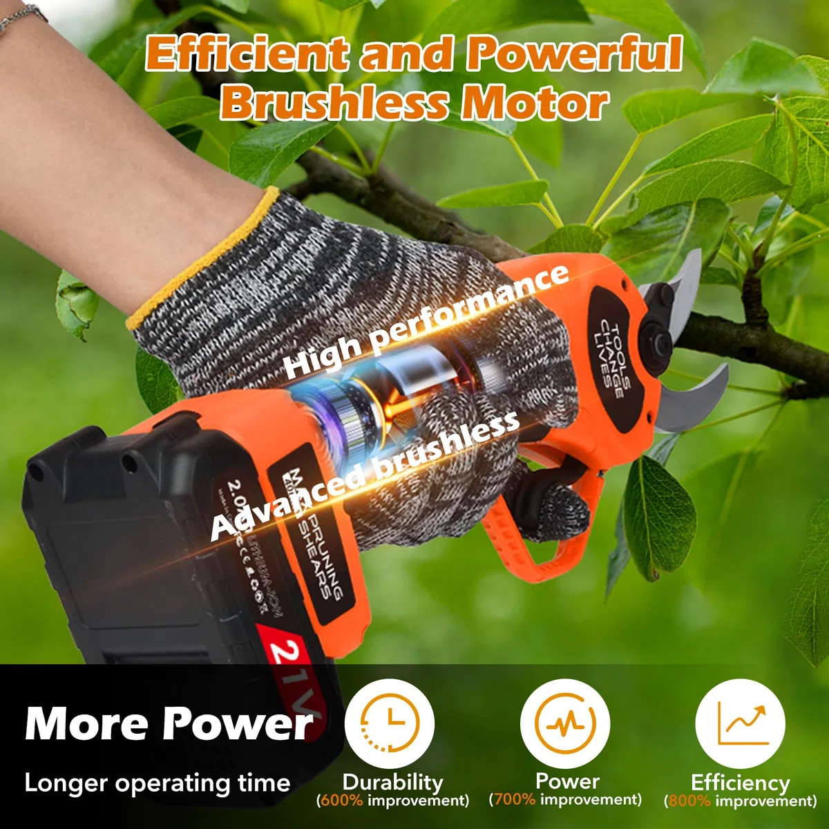 Tijeras de podar eléctricas - Tijeras de podar eléctricas profesionales de 40 mm con 2 baterías de 21 V / 2000 mAh - Tijeras de podar inalámbricas para jardinería Vides Árbol frutal (1)