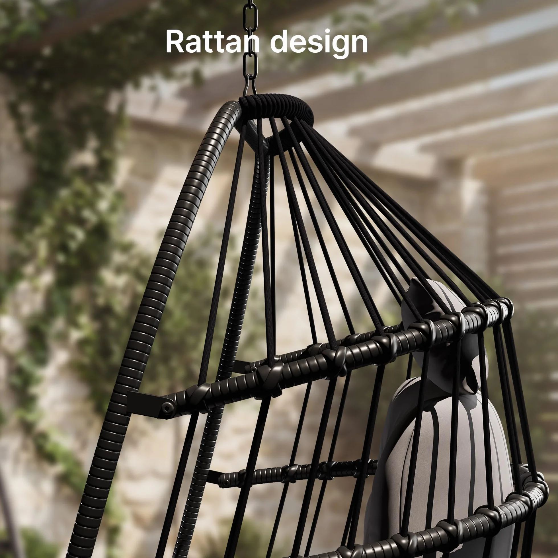 Xbro Silla Colgante de Exterior, Silla Colgante Huevo con Estructura de Acero y 4 Pies en Base, Columpio Jardin Exterior/Interior, Plegable, Capacidad 160Kg - Gris
