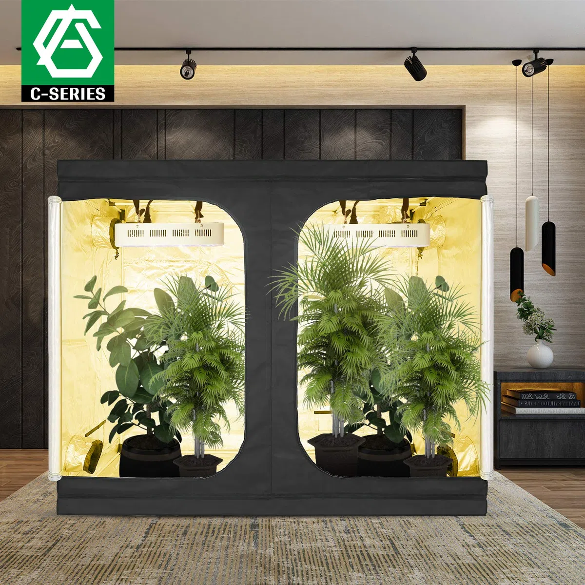 GA - Tienda de cultivo hidropónico reflectante de Mylar de 240 x 120 x 200 cm con bandeja impermeable para cultivo de plantas de interior, tienda de invernadero de 4 x 8 pulgadas, 240 x 120 x 200 cm