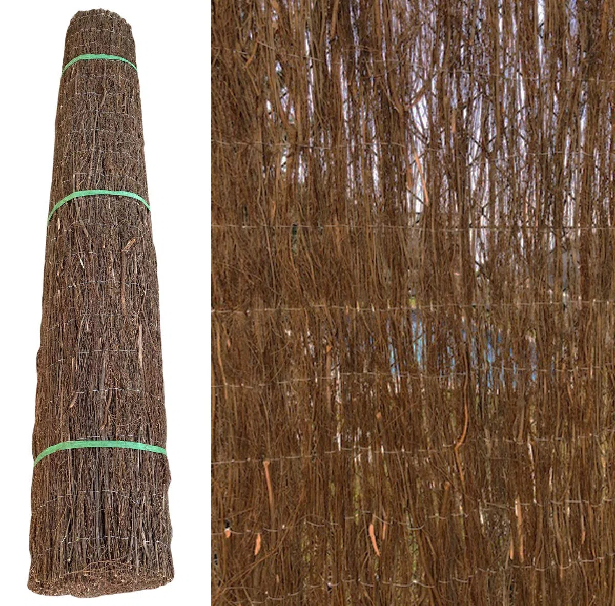 PAL | Rollo Brezo Natural Color marrón Oscuro. Rollo Brezo ecológico 2 m Altura por 3 m Longitud (1- Rollo Brezo)