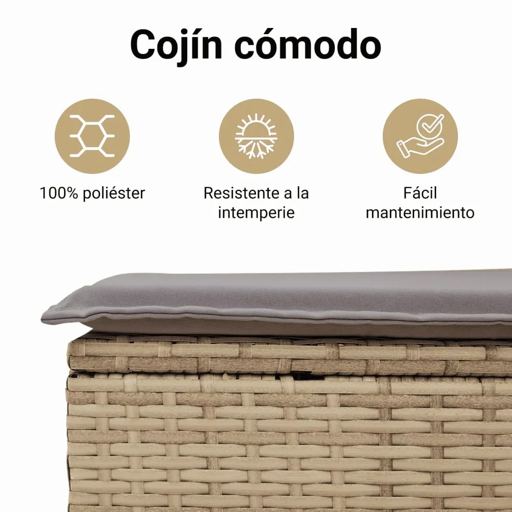 vidaXL Sofá de Jardín de 2 Plazas con Cojines, Sillón de Exterior, Sofá Modular, Asiento para Patio Terraza Balcón, Ratán Sintético Beige