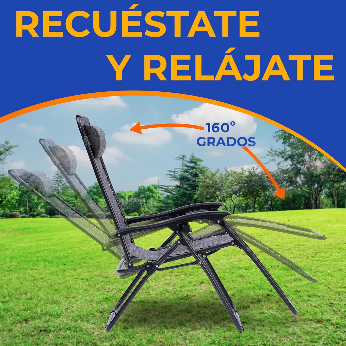 SereneLife sillas reclinables de Exterior, Set de 2, Tumbonas de Malla de Acero, con Almohada Desmontable, Portavasos, Plegables, Ajustables, Portatiles, Zero Gravity, Camping, Patio, Piscina o Playa